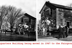 Headquarters Building being moved in 1947 to the Fairgrounds Austin, Mn