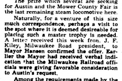 Locomotive gift article - April 13, 1957 Austin, Mn