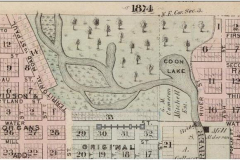 Austin plat map from 1874 showing a much different course of the Cedar River