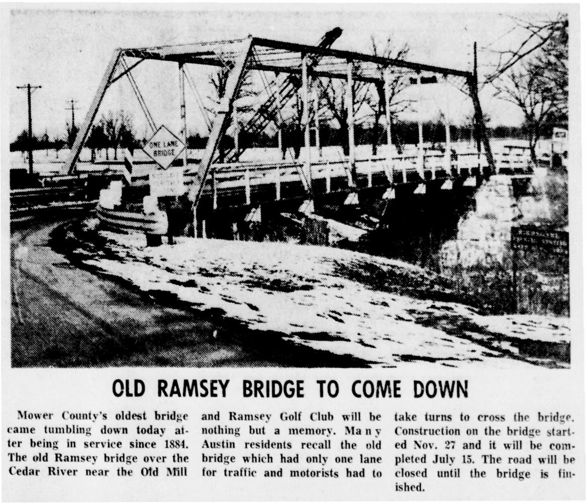 Old Ramsey Bridge Cedar River Austin, Mn