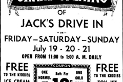 Jack's Drive-In ad - July 19th, 1957 Austin, Mn
